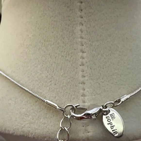 Lia Sophia BLUSHING N30 Necklace 15-18” Blue & White Colored Crystals. - Picture 2 of 3